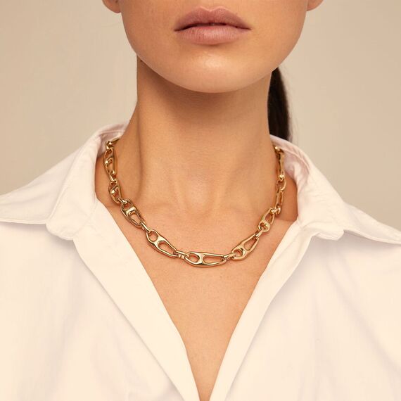 Золотое ожерелье со звеньями в виде булавки Единственный UNOde50 Be the only one, изображение 3