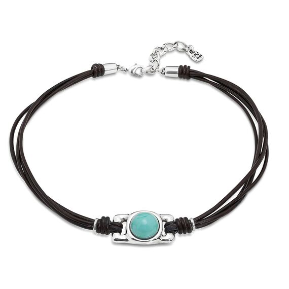 Ожерелье  с серебром на кожаных шнурках UNOde50 коллекции DARLING COL1770TQSMTL0U