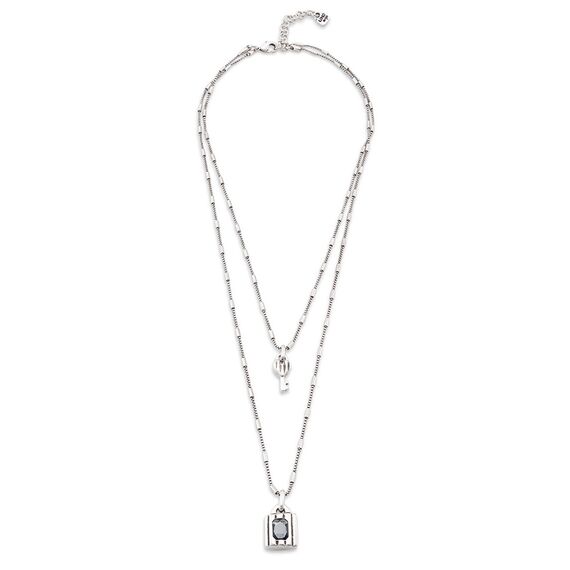 Серебряное колье женское двойное с кристаллом Сваровски UNOde50 Lock
