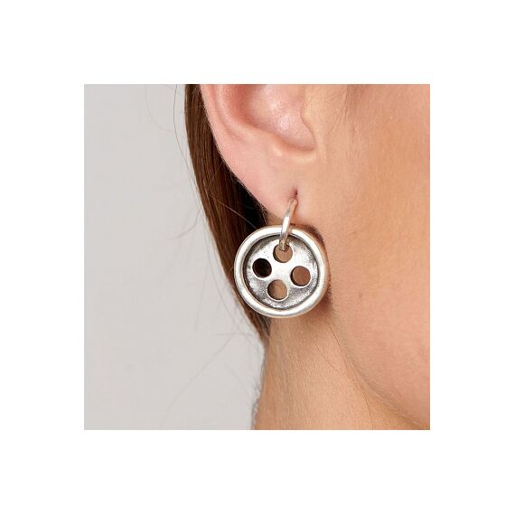 Серебряные серьги висячие Иголка с пуговицей UNOde50 Needle and button, изображение 7