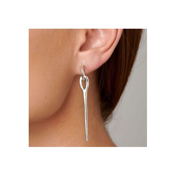 Серебряные серьги висячие Иголка с пуговицей UNOde50 Needle and button, изображение 8