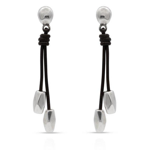 Серебряные серьги женские с натуральной кожей Направления UNOde50 Paths