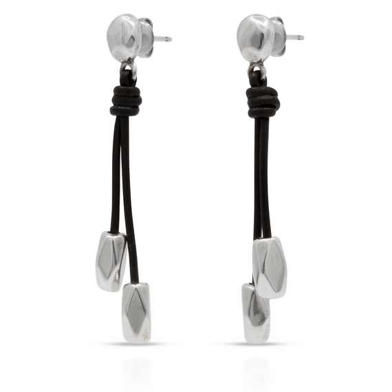 Серебряные серьги женские с натуральной кожей Направления UNOde50 Paths, изображение 2