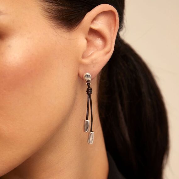 Серебряные серьги женские с натуральной кожей Направления UNOde50 Paths, изображение 5