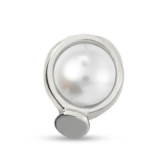 Серебряная моносерьга для пирсинга с жемчугом Вот это да! UNOde50 wOw!