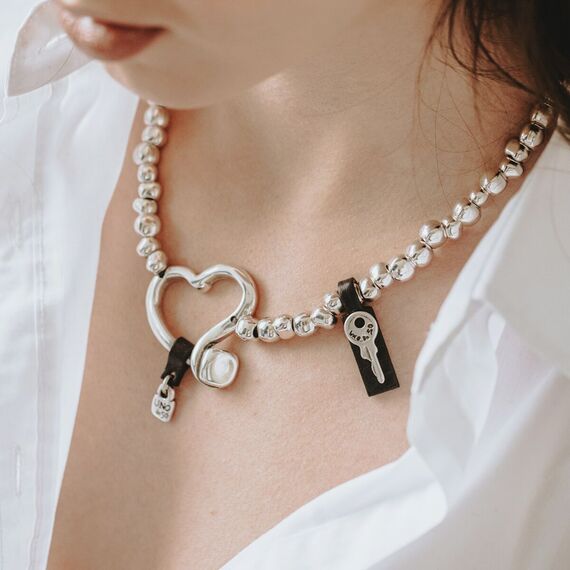 Серебряное ожерелье с сердцем в виде изогнутого гвоздя Искренность UNOde50 Heartfelt, изображение 6