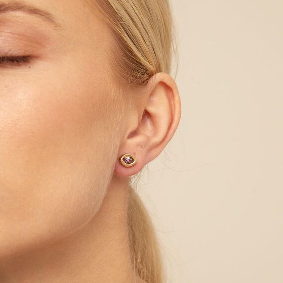 Золотая моносерьга для пирсинга с кристаллом Сваровски Сияние UNOde50 Leaky, изображение 3