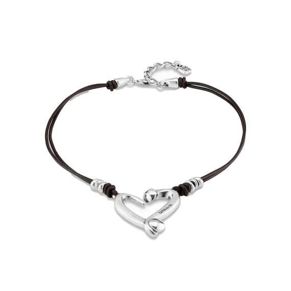 Серебряное колье с с натуральной кожей UNOde50 Heart, изображение 2