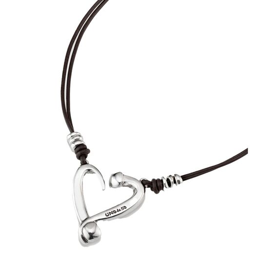 Серебряное колье с с натуральной кожей UNOde50 Heart, изображение 3