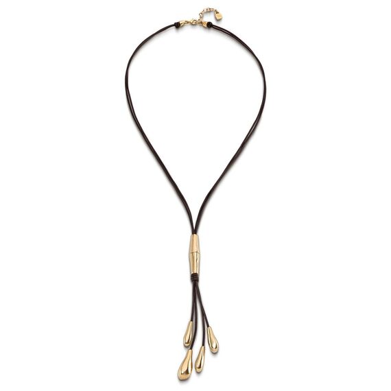 Колье из натуральной кожи с золотом Оставь меня UNOde50 Leaf me alone