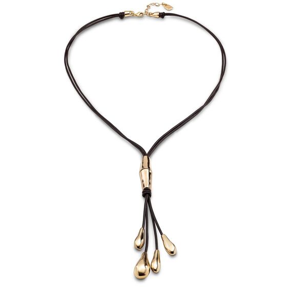 Колье из натуральной кожи с золотом Оставь меня UNOde50 Leaf me alone, изображение 2