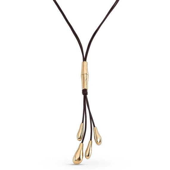 Колье из натуральной кожи с золотом Оставь меня UNOde50 Leaf me alone, изображение 4
