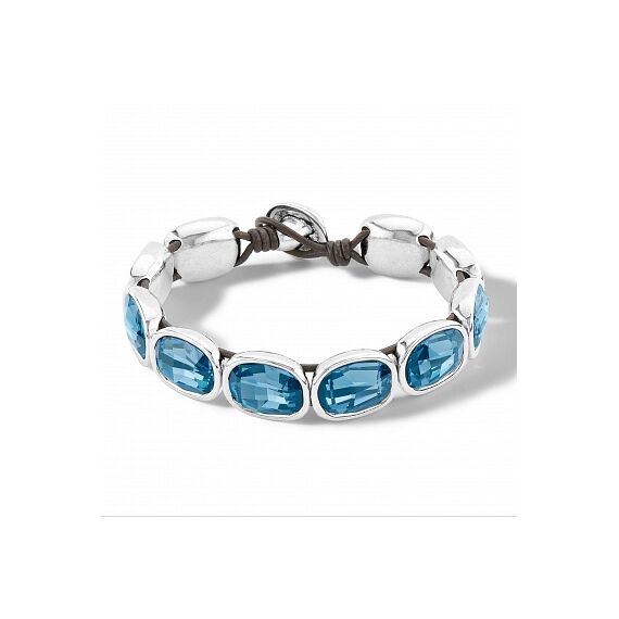 Серебряный браслет женский на коже с кристаллами Сваровски UnoDe50 Lights, Размер (мм): 155