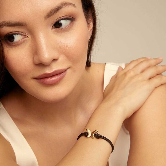 Кожаный браслет женский с золотом Бабочка UNOde50 Volare, изображение 4