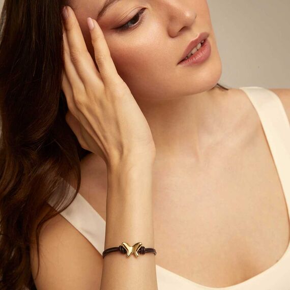 Кожаный браслет женский с золотом Бабочка UNOde50 Volare, изображение 5