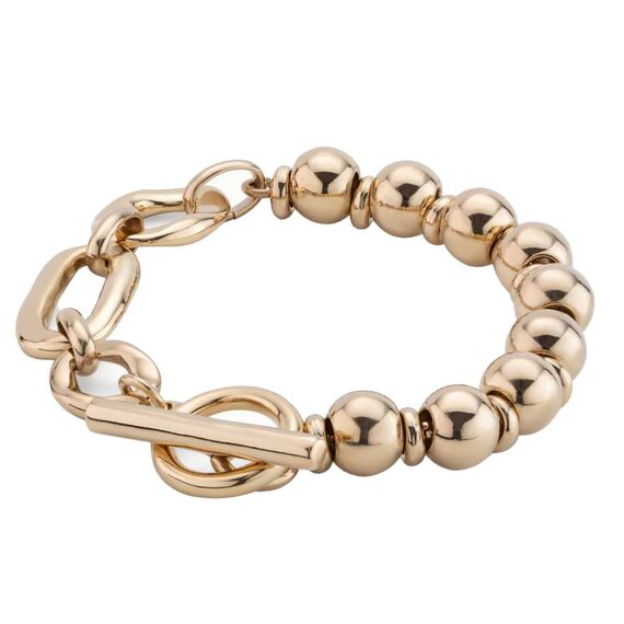 Золотой браслет женский с комбинированными звеньями UNOde50 Cheerful, Размер (мм): 165