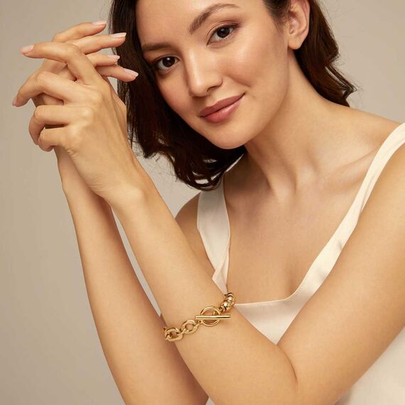 Золотой браслет женский с комбинированными звеньями UNOde50 Cheerful, Размер (мм): 165, изображение 5