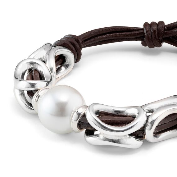 Кожаный браслет с серебром и жемчугом UNOde50 Legend, Размер (мм): 165, изображение 3