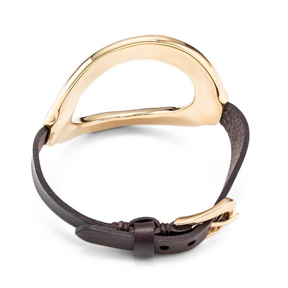 Золотой браслет женский с натуральной кожей UNOde50 Thankful, изображение 3