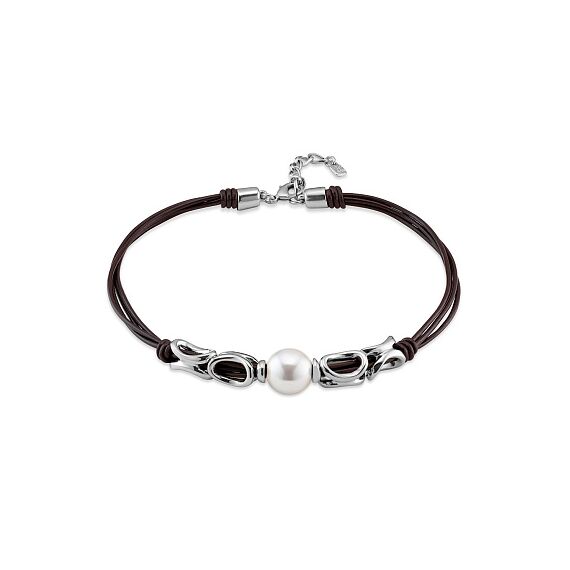 Чокер женский на шею с жемчугом с серебряными элементами UNOde50 Legend