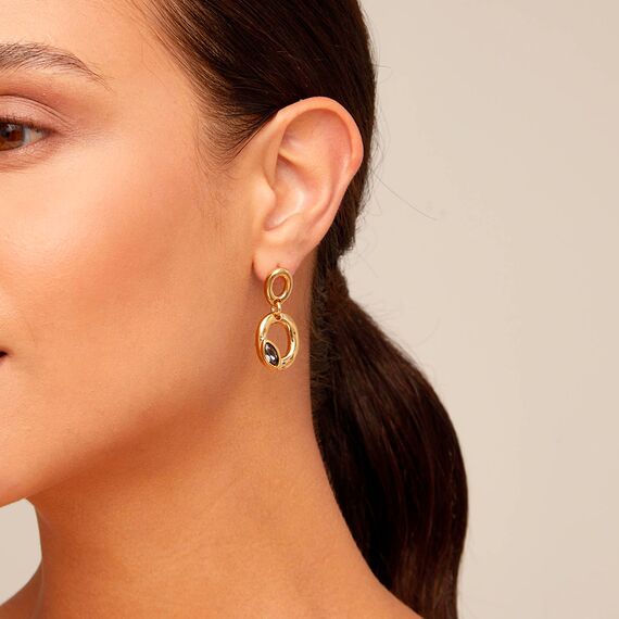 Золотые серьги женские с кристаллом Сваровски UNOde50 Together, изображение 3