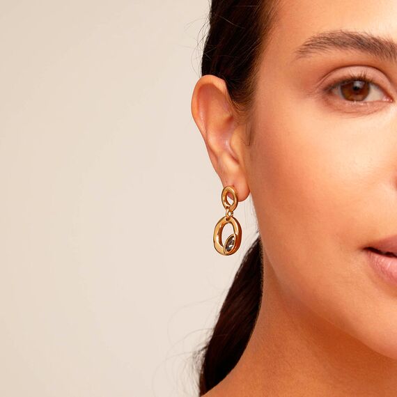 Золотые серьги женские с кристаллом Сваровски UNOde50 Together, изображение 4