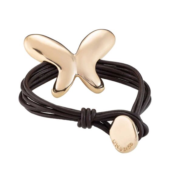 Кожаный браслет женский с золотом Бабочка UNOde50 Butterfly Effect, изображение 2