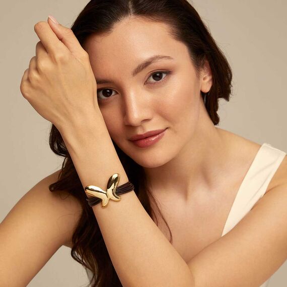 Кожаный браслет женский с золотом Бабочка UNOde50 Butterfly Effect, изображение 6