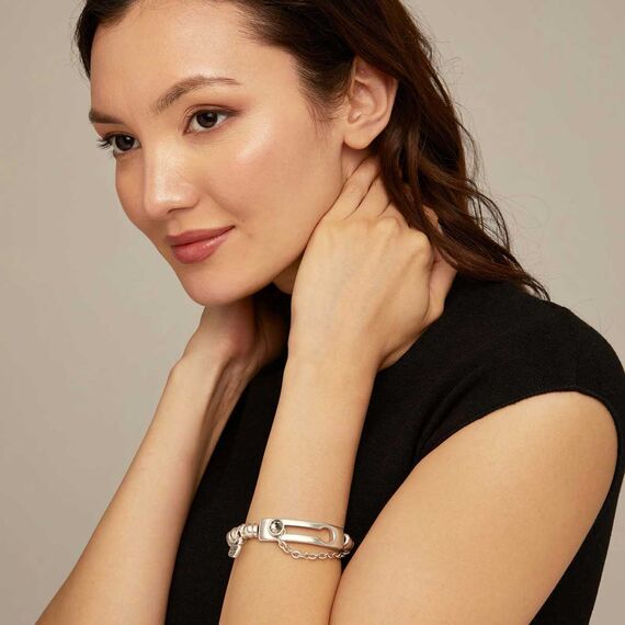 Серебряный браслет женский c цепочкой и кристаллом Сваровски UNOde50 Empower, изображение 3