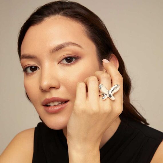 Серебряное кольцо женское Бабочка малая UNOde50 Butterfly Effect, Размер (мм): 18,3-18,7, изображение 4