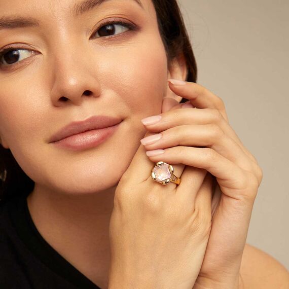 Золотое кольцо женское с кристаллом Сваровски UNOde50 Rock n´pink, Размер (мм): 18,3-18,7, изображение 4