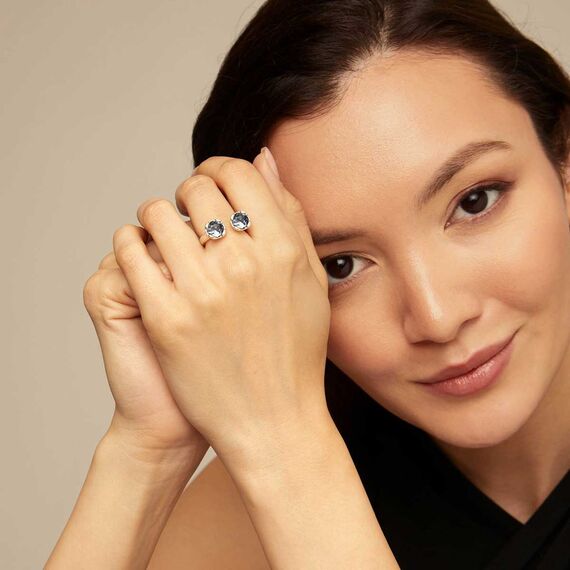 Серебряное кольцо женское с кристаллами Сваровски UNOde50 Aura Blue, Размер (мм): 18,3-18,7, изображение 4