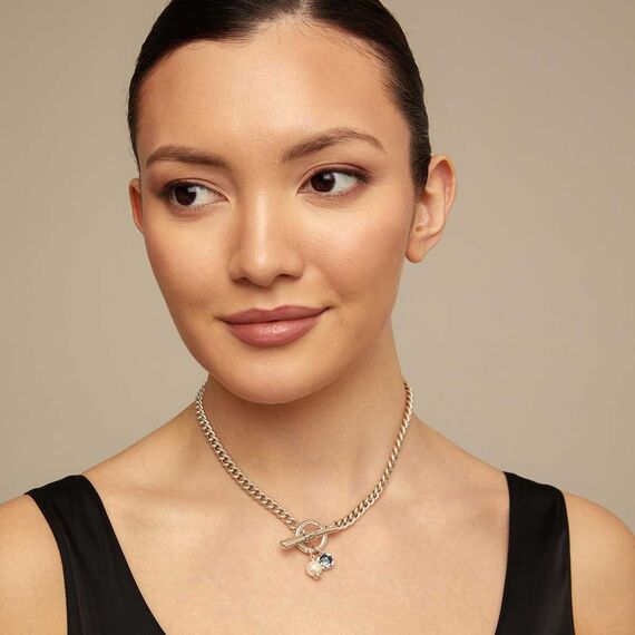 Женское ожерелье серебряное с жемчугом и кристаллом Сваровски UNOde50 Two Expearltional, изображение 4