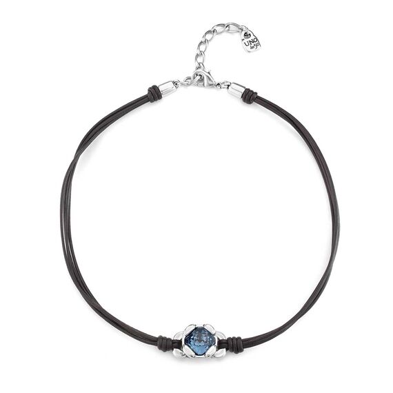 Кожаное ожерелье с серебром и кристаллом Сваровски UNOde50 Eyeful