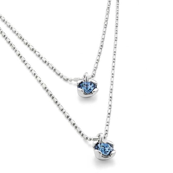 Женское ожерелье серебряное двойное с кристаллами Сваровски UNOde50 Aura Blue, изображение 3