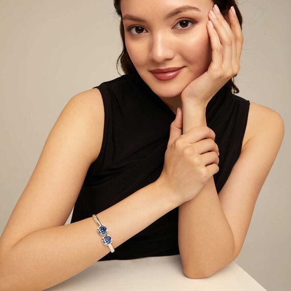 Серебряный браслет женский с кристаллами Сваровски UNOde50 Aura Blue, Размер (мм): 165, изображение 4