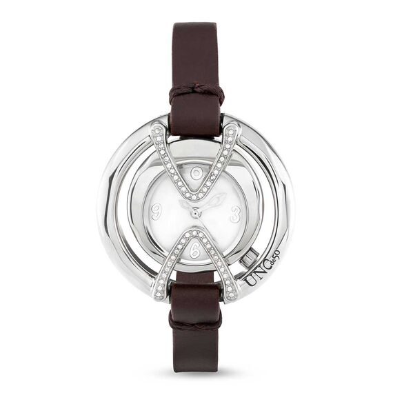 Наручные часы женские серебряные на кожаном ремешке с топазами UNOde50 Daring Topaz