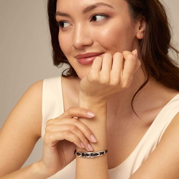 Кожаный браслет на руку женский с серебряными деталями UNOde50 Daring, Размер (мм): 155, изображение 4