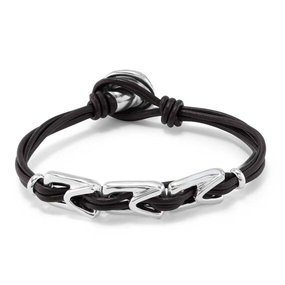 Кожаный браслет на руку женский с серебряными деталями UNOde50 Daring, Размер (мм): 175