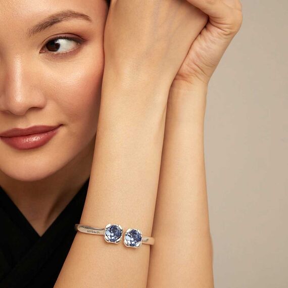 Серебряный браслет женский с кристаллами Сваровски UNOde50 Aura Blue, Размер (мм): 155, изображение 5