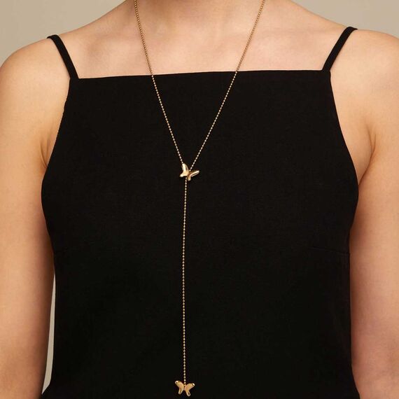 Золотое колье женское длинное Бабочки UNOde50 Volare, изображение 4