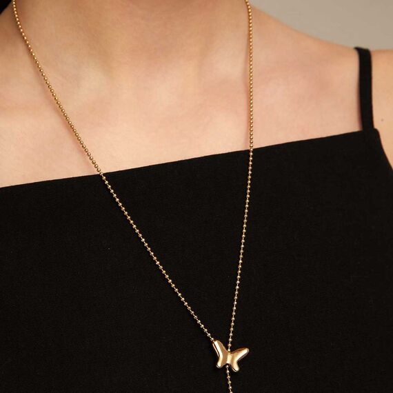 Золотое колье женское длинное Бабочки UNOde50 Volare, изображение 5