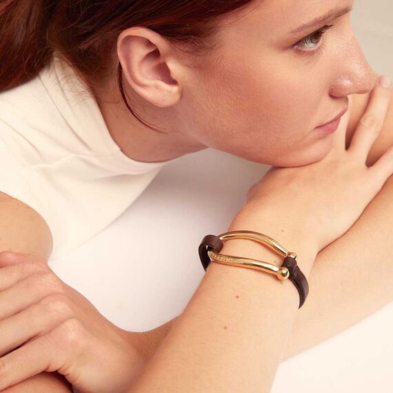 Кожаный браслет женский с золотом UNOde50 Bruh, изображение 3