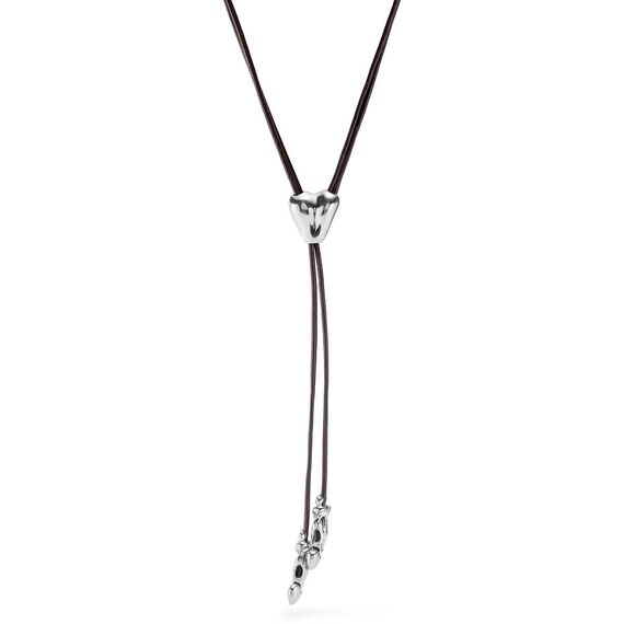 Кожаное колье женское с серебром Влюбленная пара UNOde50 Pretty Love