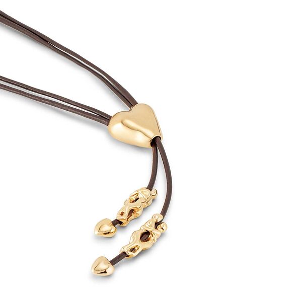 Кожаное колье женское с золотом Влюбленная пара UNOde50 Pretty Love, изображение 2