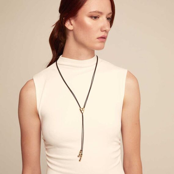 Кожаное колье женское с золотом Влюбленная пара UNOde50 Pretty Love, изображение 3