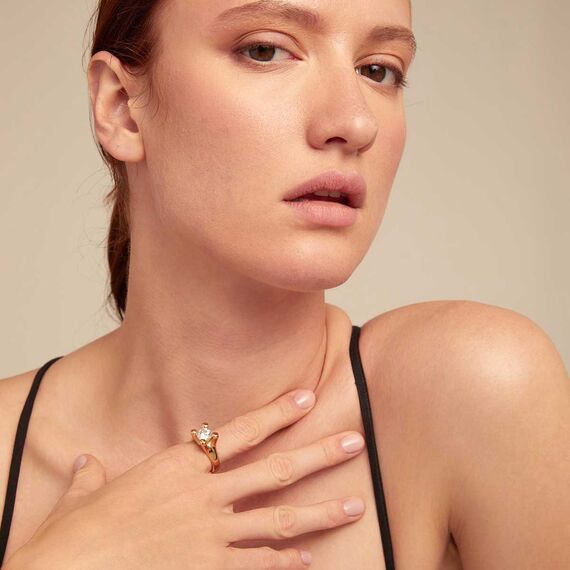 Золотое кольцо с цирконием UNOde50 Anima, Размер (мм): 16,3-16,7, изображение 4