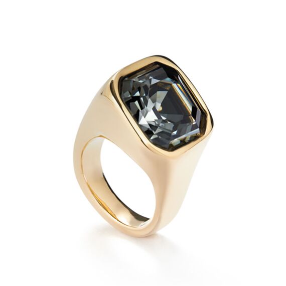 Золотое кольцо женское с кристаллом Сваровски UNOde50 Ser Sin Complejos, Размер (мм): 19,1-19,5