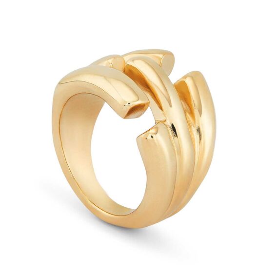 Золотое кольцо женское широкое UNOde50 Electrik, Размер (мм): 16,3-16,7