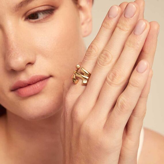 Золотое кольцо женское широкое UNOde50 Electrik, Размер (мм): 16,3-16,7, изображение 3